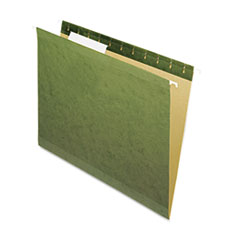 Reinforced Hanging File
Folders, Untabbed, Kraft,
Letter, Standard Green, 25/Box
