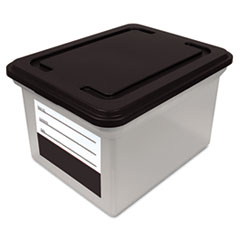 File Tote Storage Box with
Snap-on Lid Closure,
Letter/Legal, Clear/Black