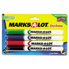 Pen Style Dry Erase Markers, Bullet Tip, Assorted, 4/Set