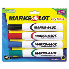 Desk Style Dry Erase Markers, Chisel Tip, Assorted, 4/Set