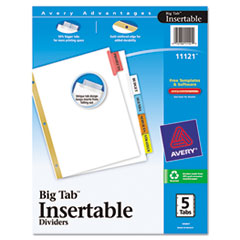 WorkSaver Big Tab Dividers,
Multicolor Tabs, 5-Tab,
Letter, White