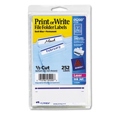Print or Write File Folder
Labels, 11/16 x 3-7/16,
White/Dark Blue Bar, 252/Pack
