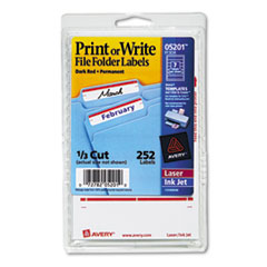 Print or Write File Folder
Labels, 11/16 x 3-7/16,
White/Dark Red Bar, 252/Pack