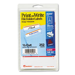 Print or Write File Folder
Labels, 11/16 x 3-7/16,
White/Orange Bar, 252/Pack