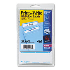 Print or Write File Folder
Labels, 11/16 x 3-7/16,
WE/Light Blue Bar, 252/Pack