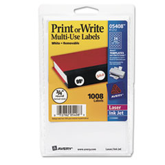 Print or Write Removable Multi-Use Labels, 3/4in dia,