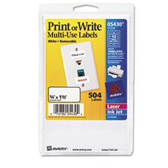 Print or Write Removable
Multi-Use Labels, 3/4 x
1-1/2, White, 504/Pack