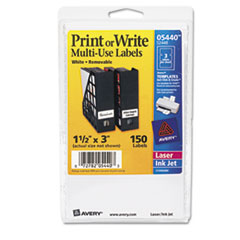 Print or Write Removable
Multi-Use Labels, 1-1/2 x 3,
White, 150/Pack