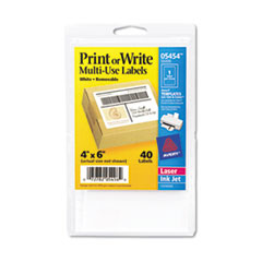 Print or Write Removable
Multi-Use Labels, 4 x 6,
White, 40/Pack