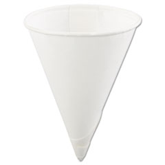 Rolled-Rim Paper Cone Cups, 4oz, White, 5000 per case