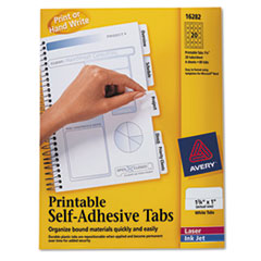 Printable Repositionable
Plastic Tabs, 1 3/4 Inch,
White, 80/Pack
