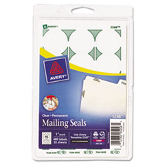 Print or Write Mailing Seals,
1in dia., Clear, 480/Pack