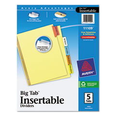 WorkSaver Big Tab Reinforced
Dividers, Multicolor Tabs,
5-Tab, Letter, Buff