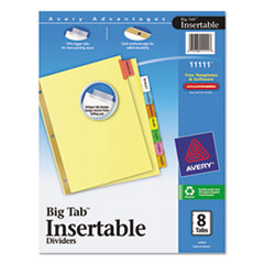 WorkSaver Big Tab Reinforced
Dividers, Multicolor Tabs,
8-Tab, Letter, Buff