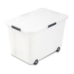 Rolling Storage Box,
Letter/Legal, 15-Gallon Size,
Clear