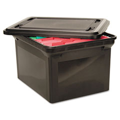 File Tote Storage Box w/Lid , Legal/Letter, Plastic, Black