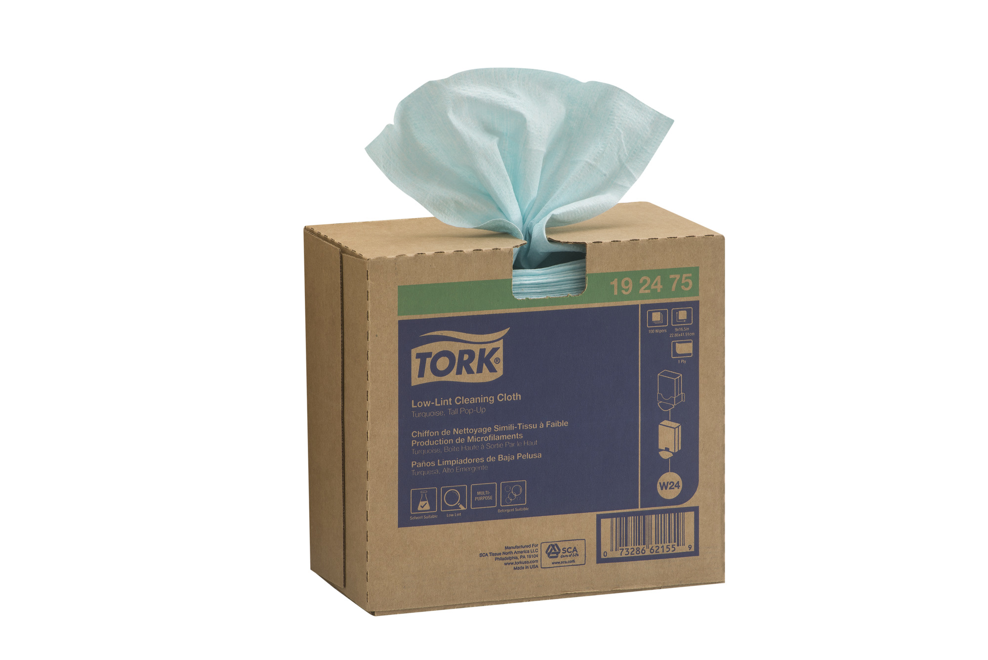Tork Low-Lint Cleaning Cloth,
pop-up box 100/bx,  8 bx/cs