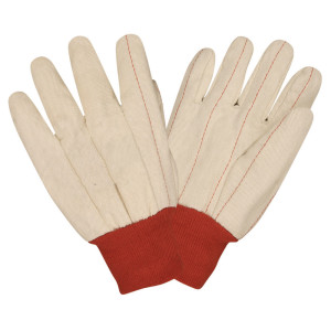 Cotton Canvas Double Palm  Glove, Large, Red Knit Wrist, 
