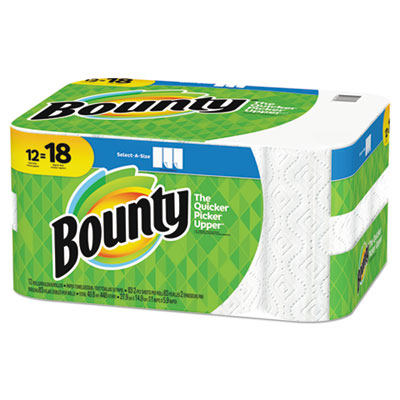 Bounty Select-a-Size Paper 
Towels, 2-Ply, White, 5.9 x 
11, 83 Sheets/Roll, 12 
Rolls/CT