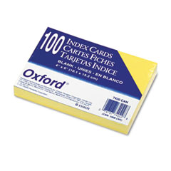 Unruled Index Cards, 4 x 6, Canary, 100/Pack