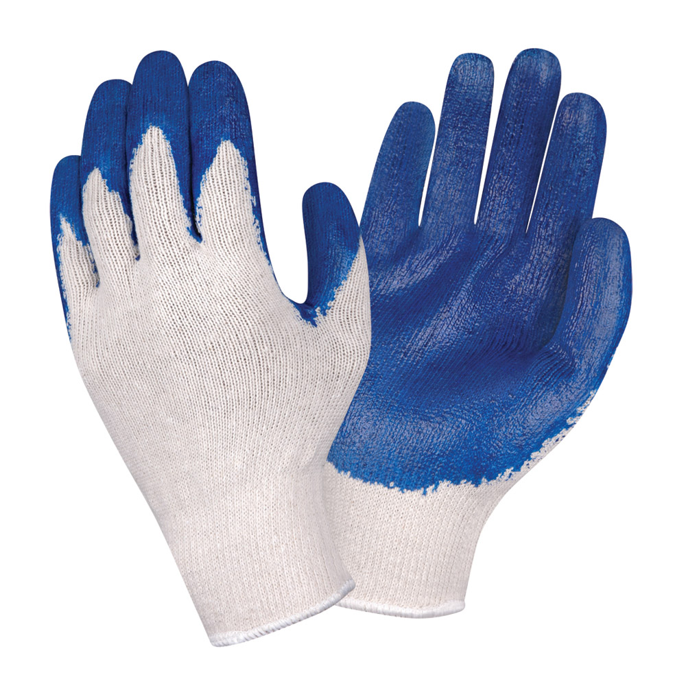 Economy, 10-Gauge, Natural,
Polyester/Cotton Machine Knit
Shell with Blue Latex Palm
Coating