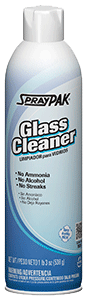 Spraypak glass cleaner, 20oz aerosol cans,12/cs