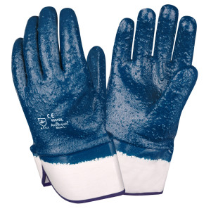 Brawler Premium Supported
Nitrile, Fully Coated, Rough
Finish, Jersey Lining, Safety
Cuff, Sanitized Treatment,
Size: L