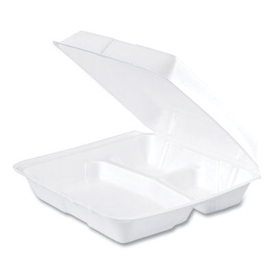 Foam Container, Hinged Lid,
3-Comp, 9 1/2 x 9 1/4 x 3,
200/Carton