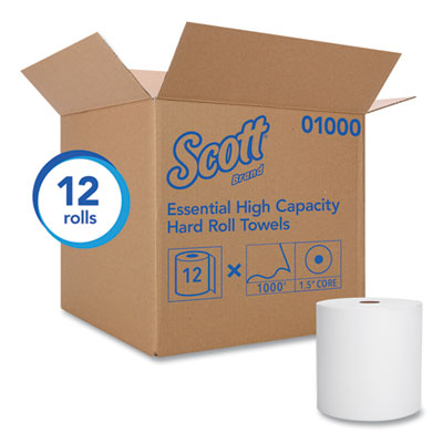Hard Roll Towels, 1.5&quot; Core,
8 X 1000ft, White, 12
Rolls/carton