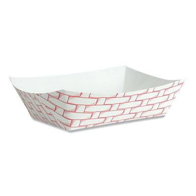 #250 Paper Food Baskets, 2.5  lb Capacity, Red/White, 