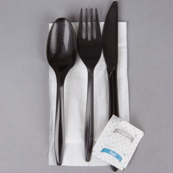 Cutlery kit P/P X-hvyy black knife, fork, spoon S&amp;P