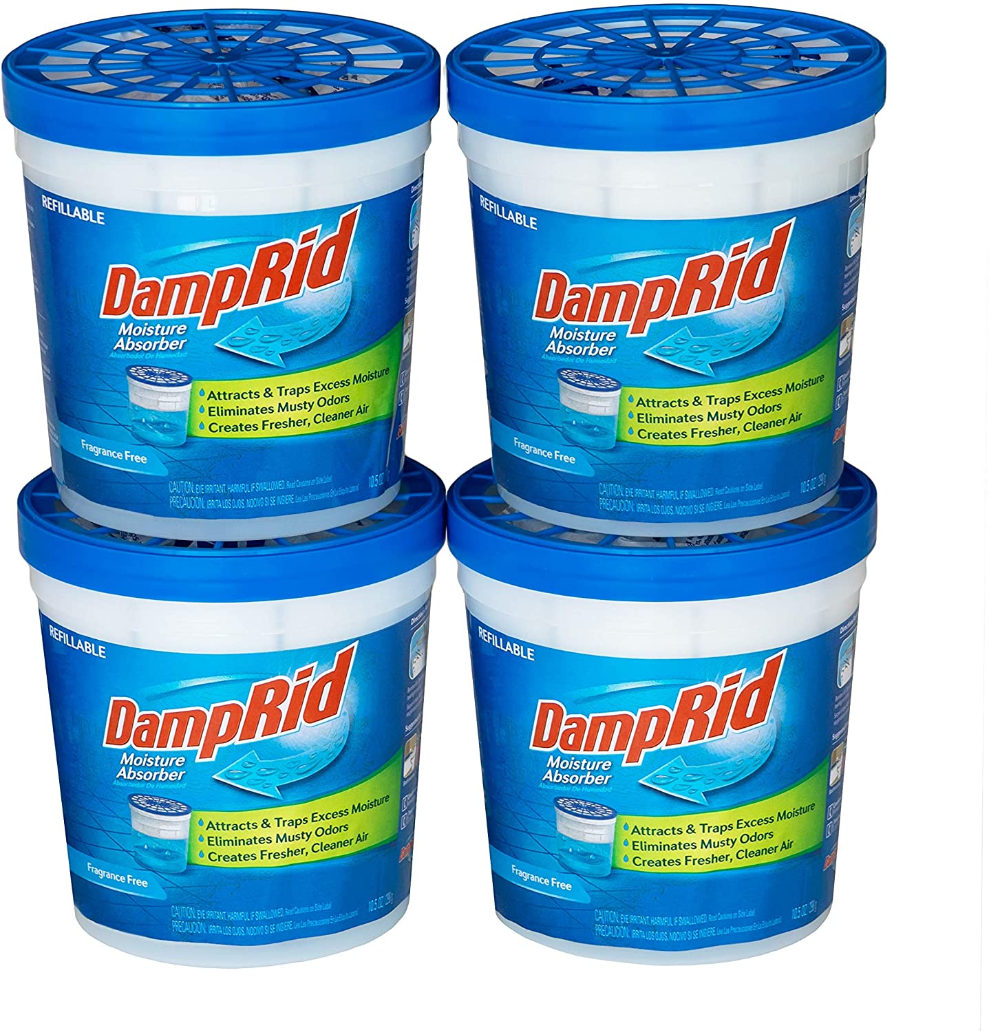 DampRid Fragrance Free 
Refillable Moisture Absorber - 
10.5oz cups - 4 pack  Traps 
Moisture for Fresher, Cleaner 
Air 