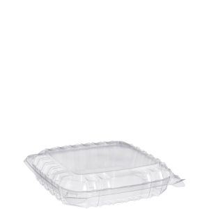 ClearSeal Plastic Hinged Container, 8-5/16 x 8-5/16 x