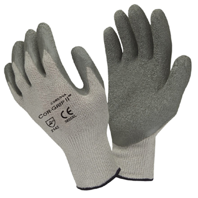 3895 Cor grip II std latex dip palm coated glove, large
