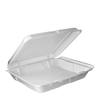 Carryout Food Container, Foam Hinged 1-Comp, 9 1/2 x 9 1/4