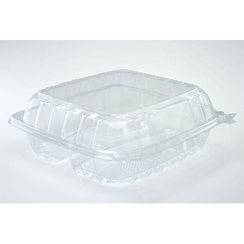 ClearSeal Plastic Hinged Container, 3-Comp, 9 x 9-1/2 x