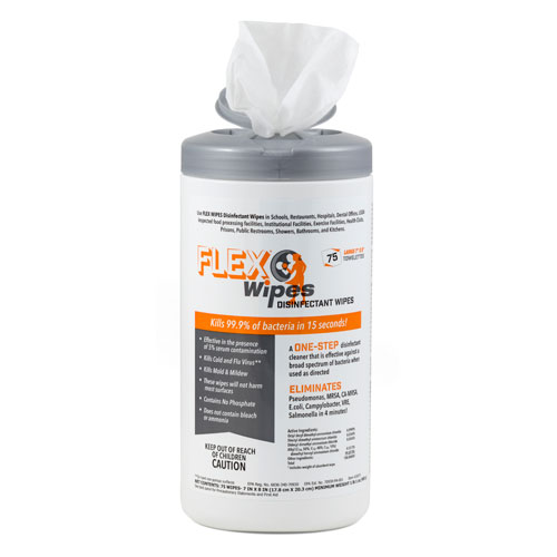 Flex Wipes Disinfectant Wipes
7&quot;x8&#39; 75 Sheets/Canister, 6
Canisters/Case