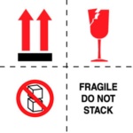 #DL4501 4 x 4&quot; Fragile Do Not
Stack (Boxes/Arrows/Broken
Glass) Label 500/rl