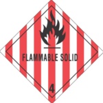 #DL5130 4 x 4&quot; Flammable
Solid - Hazard Class 4 Label
500/rl
