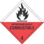 #DL5140 4 x 4&quot; Spontaneously
Combustible - Hazard Class 4
Label 500/rl