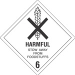 #DL5200 4 x 4&quot; Harmful Stow
Away from Foodstuffs - Hazard
Class 6 Label 500/rl