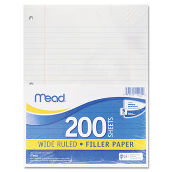 Mead&#174; Economical Filler Paper three hole punched 200/pk