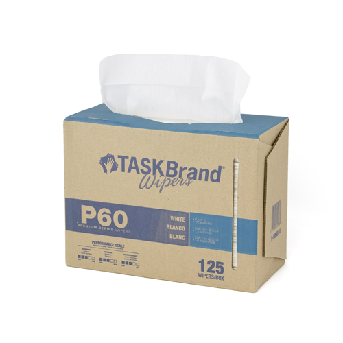 TaskBrand P60 Premium Series
Wiper
Medium duty hydrospun
substrate
125/pack 10pks/case
