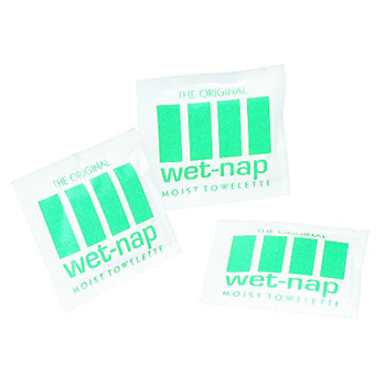 Wet-Nap Premoistened
Towelettes, 5 x 7 3/4, White,
100/Pack, 10 Packs/Carton