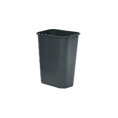 Deskside Plastic Wastebasket,
Rectangular, 3 1/2 gal, Black