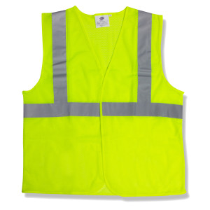 V211P XL Safety Vest - Lime - Velcro closures, 2&quot; silver