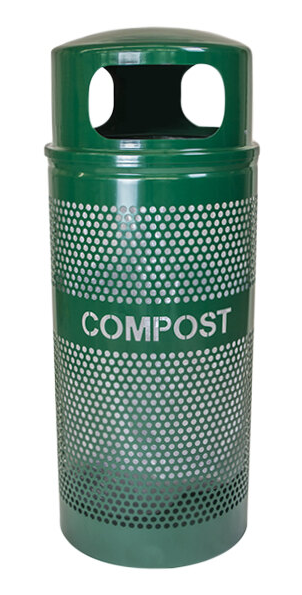 34 Gallon Round Hunter Green 
Gloss Outdoor Compost 
Receptacle with Dome Top