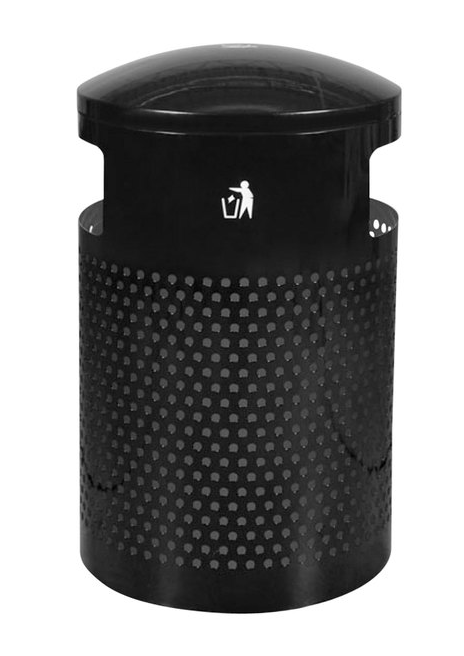 40 Gallon Round Black Gloss 
Large Capacity Trash 
Receptacle with Dome Top