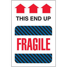 #DL1550 4 x 6&quot; Fragile This
End Up (Black-Blue
Stripes/Arrows) Label 500/rl
