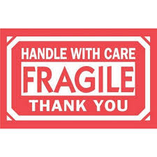 DL1250 3x5&quot; Fragile Handle with Care Thank You label